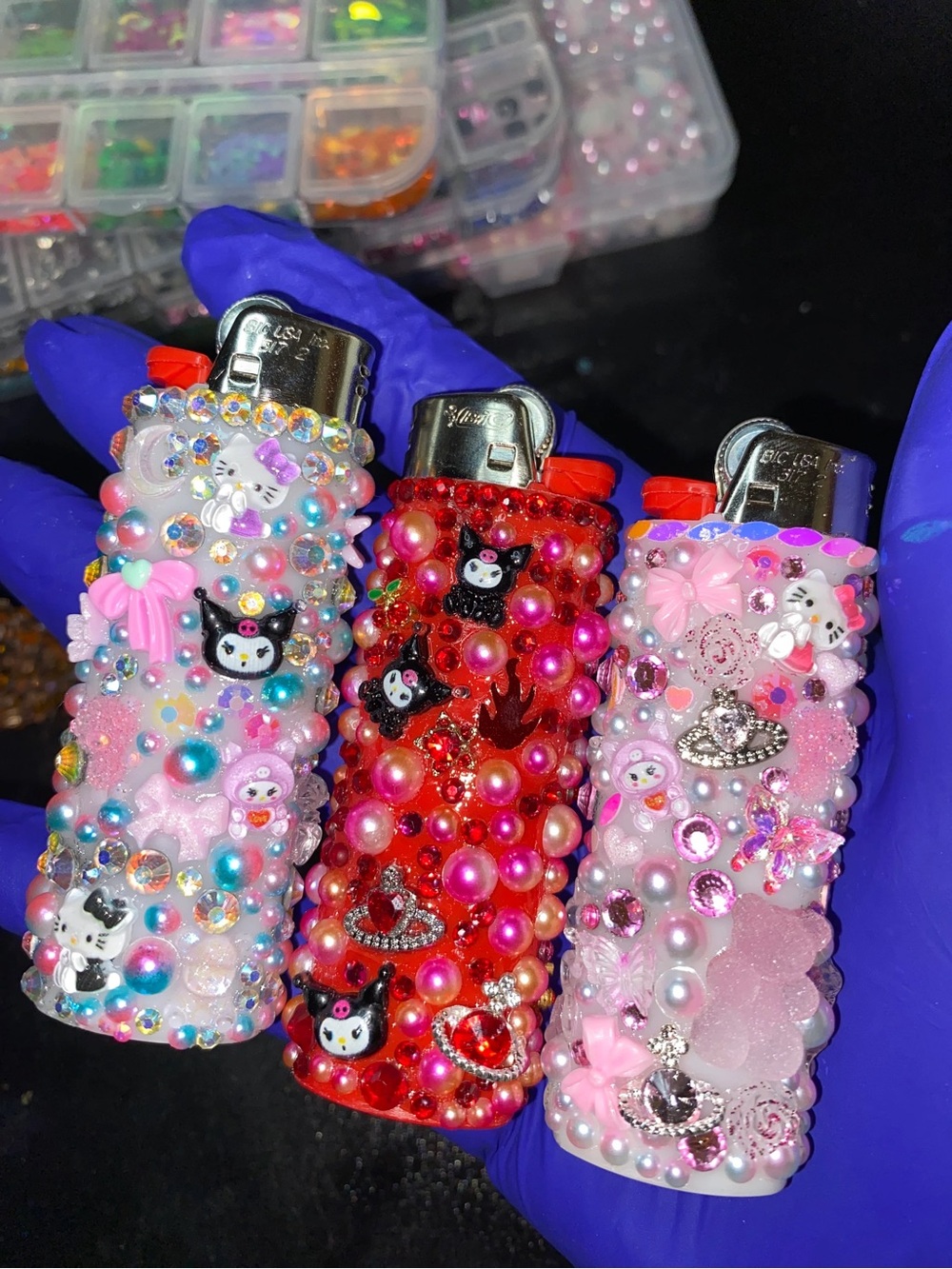 Hand-Embellished Bejeweled Junk Lighters - Cute Kawaii Designs
